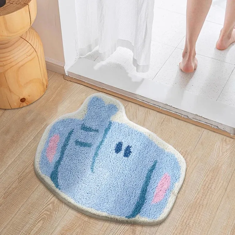 Yeknu Tufting Cartoon Animal Bathroom Mat Elephant Crocodile Carpet Bathmat Rug Floor Pad Doormat Kawaii Home Room Nursery Decor