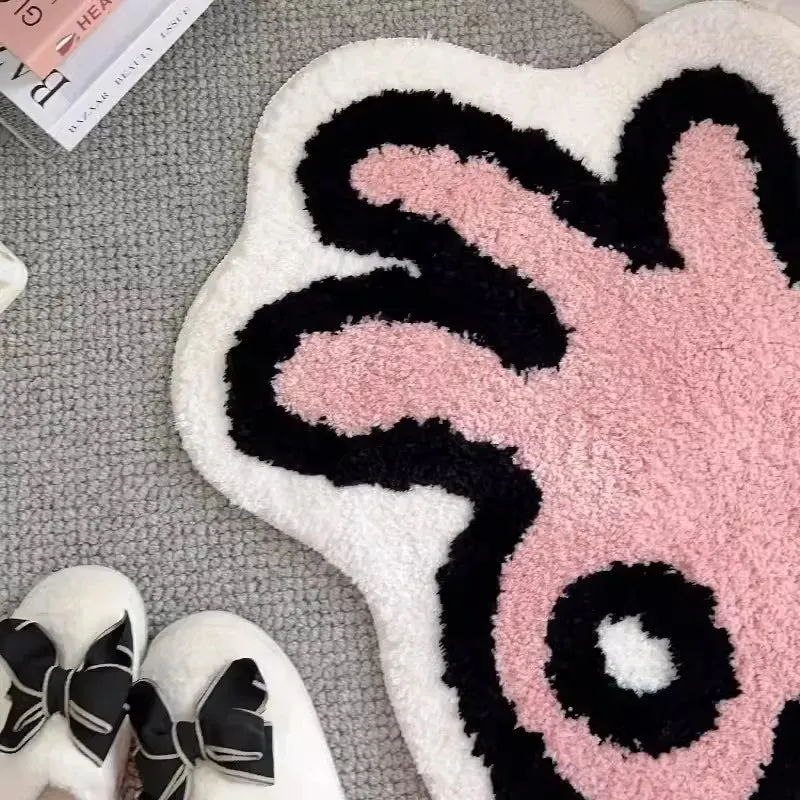 Yeknu Tufting OK Bedroom Mat Kawaii Hand Living Room Carpet Bathmat Anti Slip Rug Floor Pad Doormat Aesthetic Home Decor 65x80cm