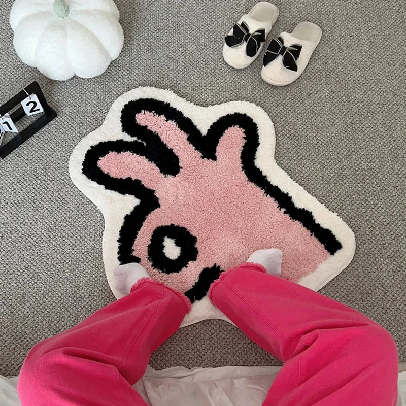 Yeknu Tufting OK Bedroom Mat Kawaii Hand Living Room Carpet Bathmat Anti Slip Rug Floor Pad Doormat Aesthetic Home Decor 65x80cm