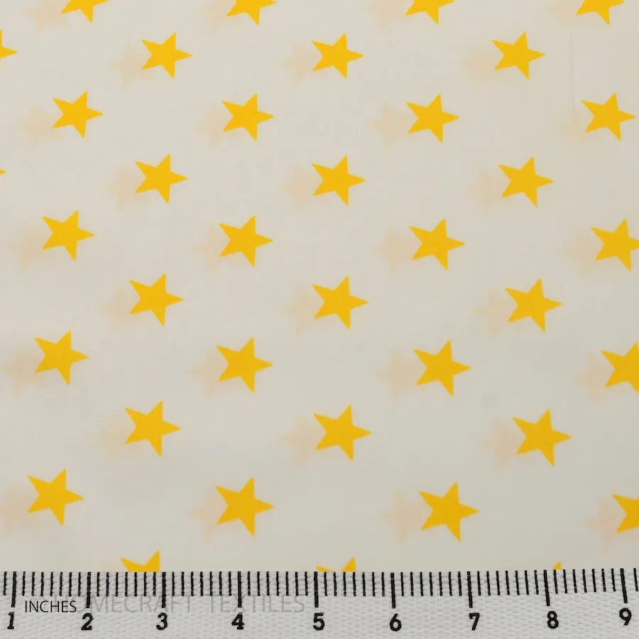 Yellow on White Stars Cotton Print