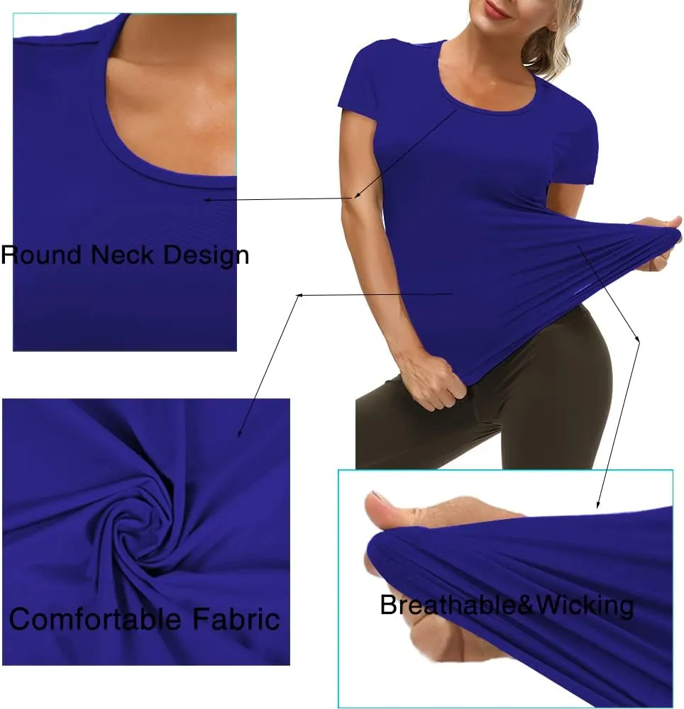 Yige Women's Short Sleeves Running Athletic Shirt Moisture Wicking Tops Crewneck Tee