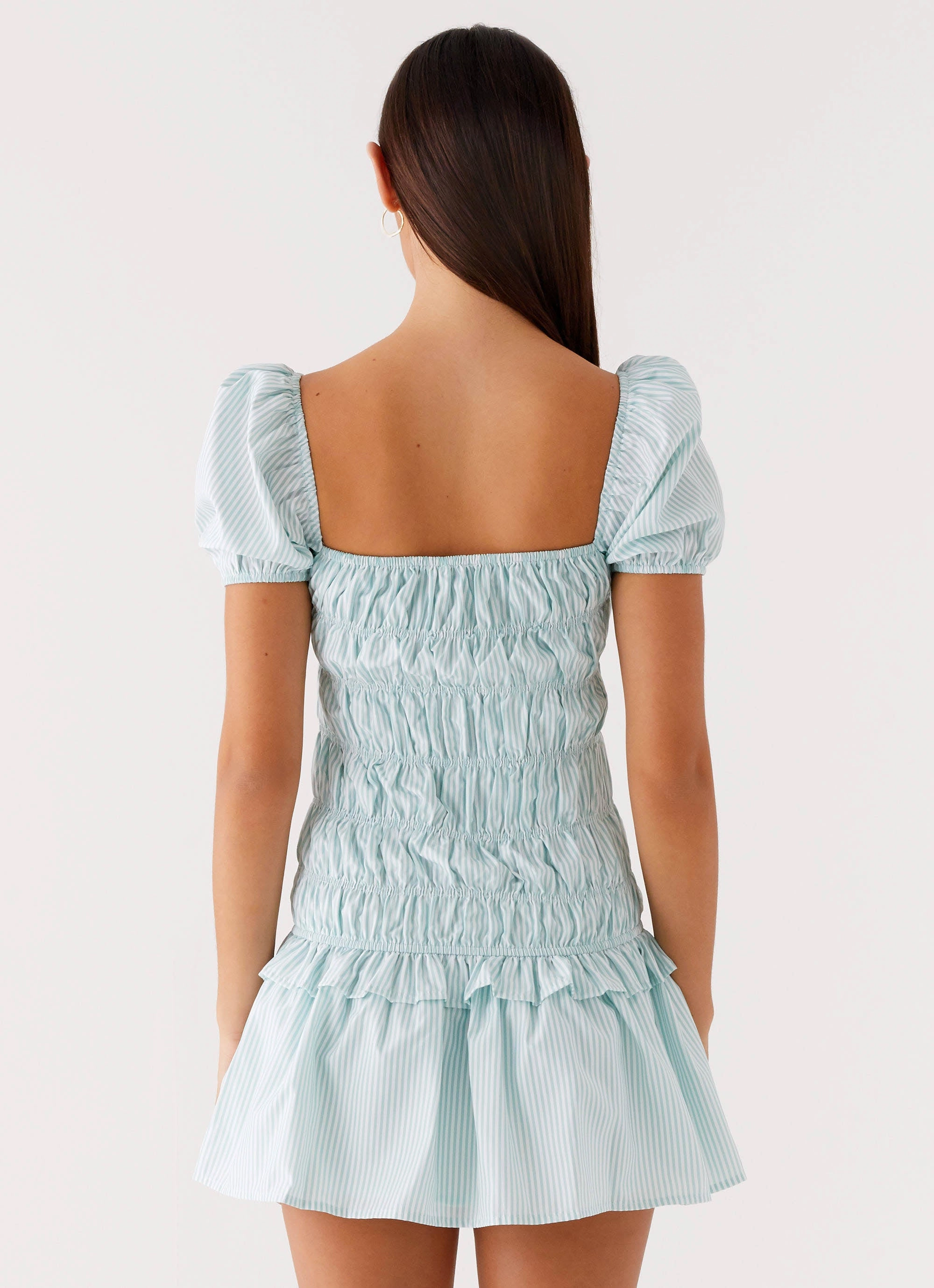 Stretchy Yolene Mini Dress - Green Gingham