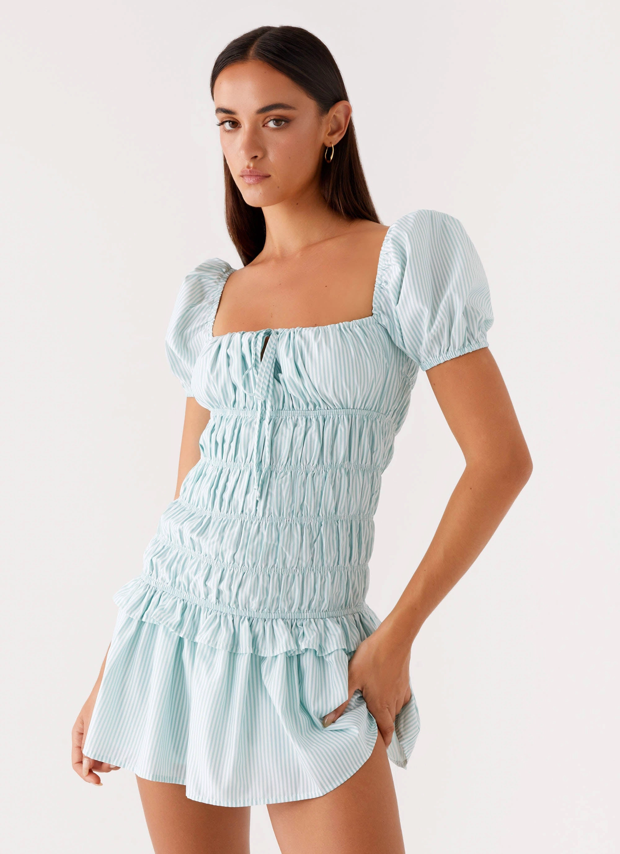 Statement Fashion Yolene Mini Dress - Green Gingham