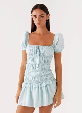 Unisex style Yolene Mini Dress - Green Gingham