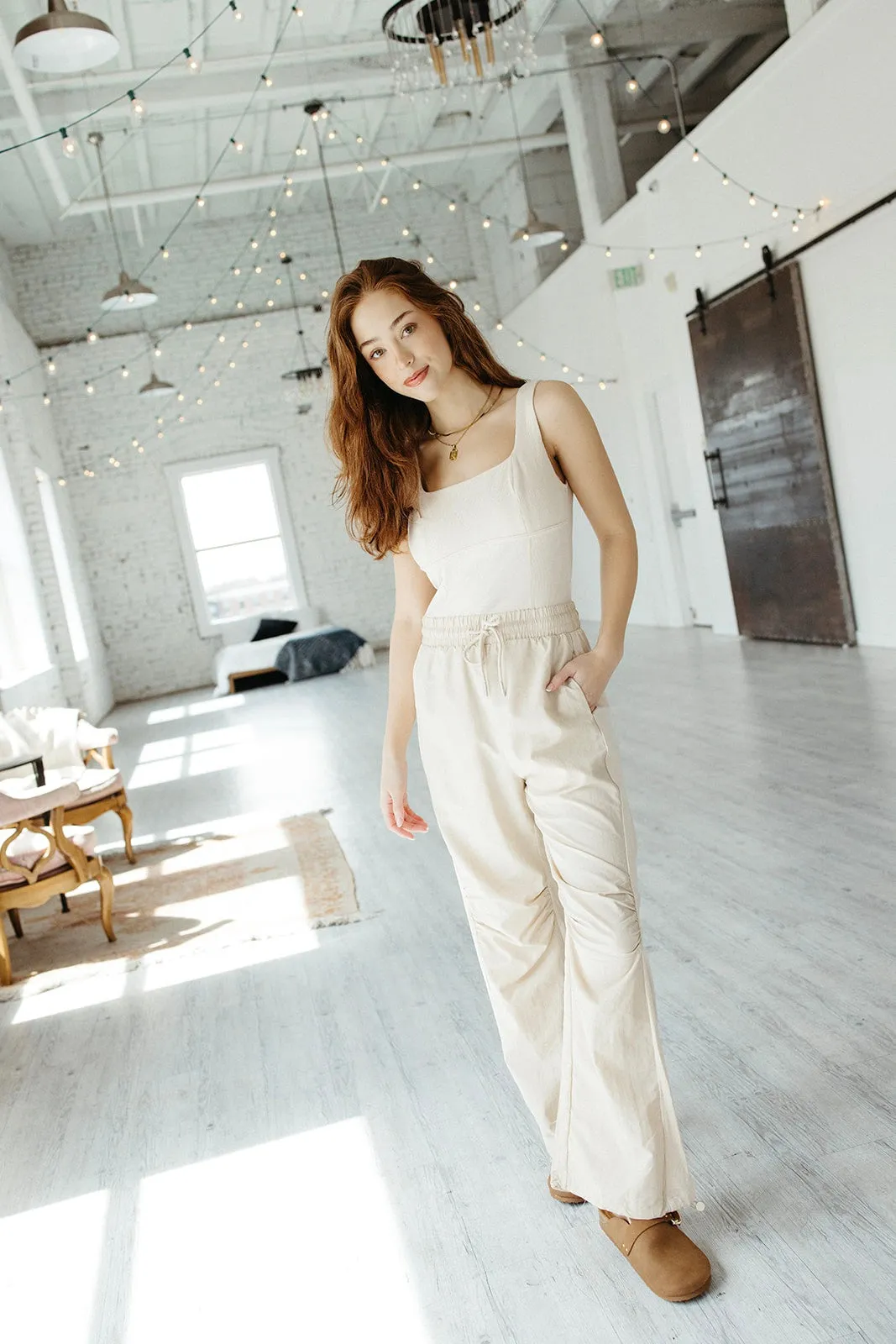 Casual Tee Compact Stitching Yours Truly Jumpsuit