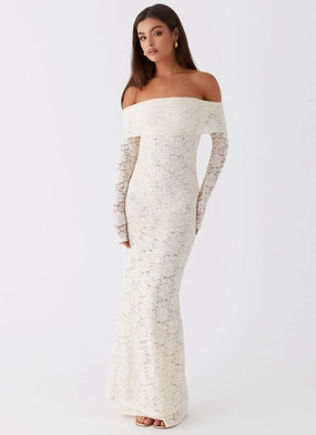 Yours Always Lace Maxi Dress - Ivory Chic beachwear dress Basic Cool