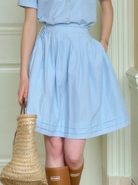Flex Fit Yuki A-Line Striped Pleated Skirt