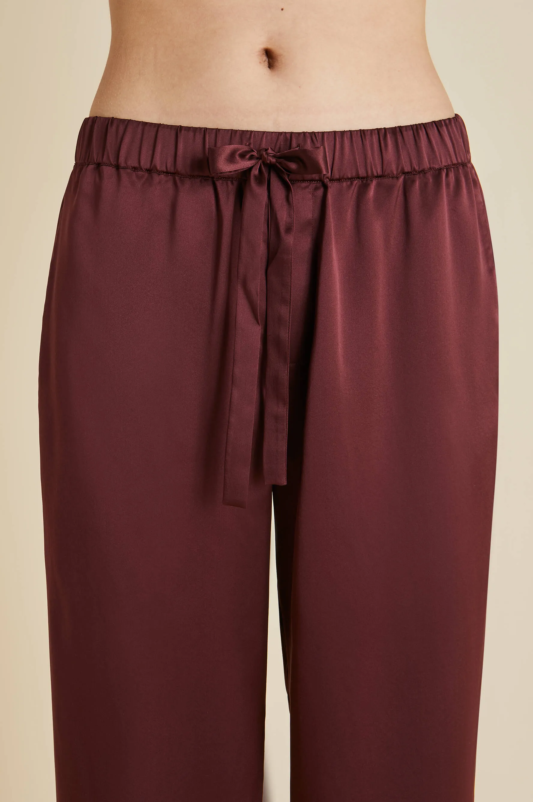 Yves Burgundy Pajamas in Silk Satin