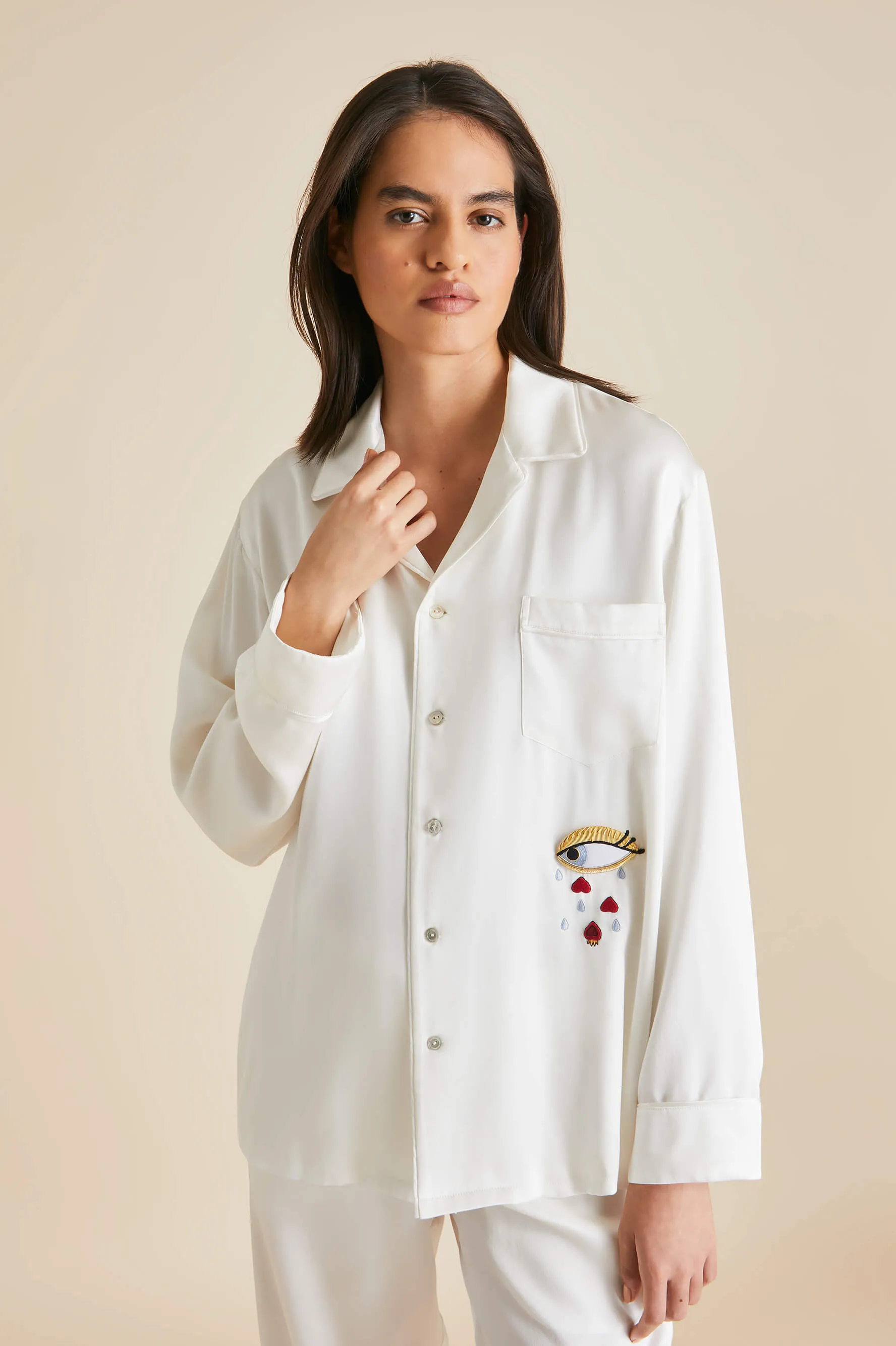 Yves Desire Ivory pajamas in Silk Satin