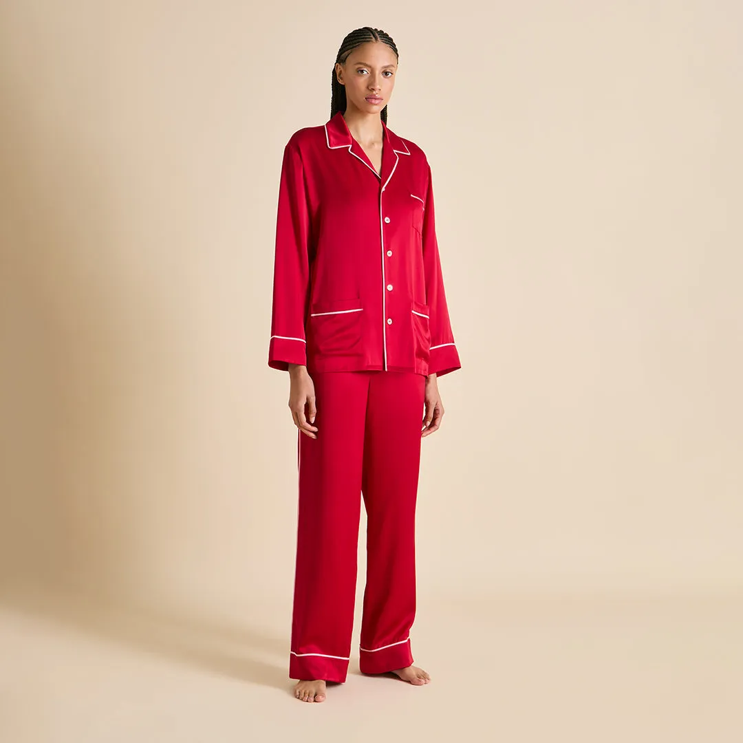 Yves Ruby Pajamas in Silk Satin