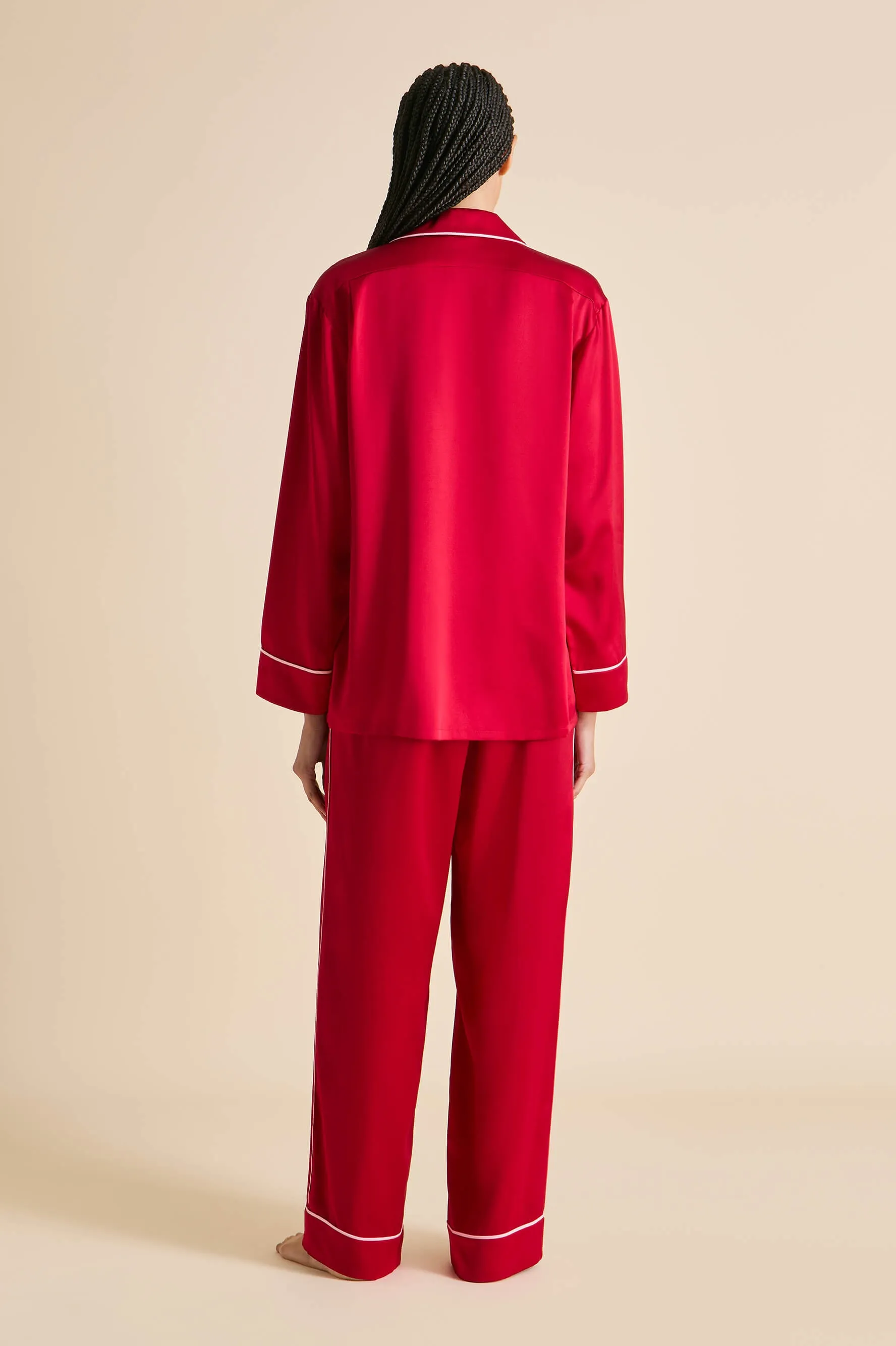 Yves Ruby Pajamas in Silk Satin