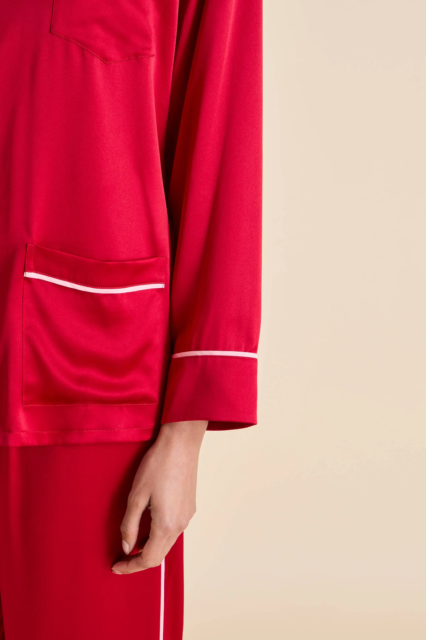 Yves Ruby Pajamas in Silk Satin