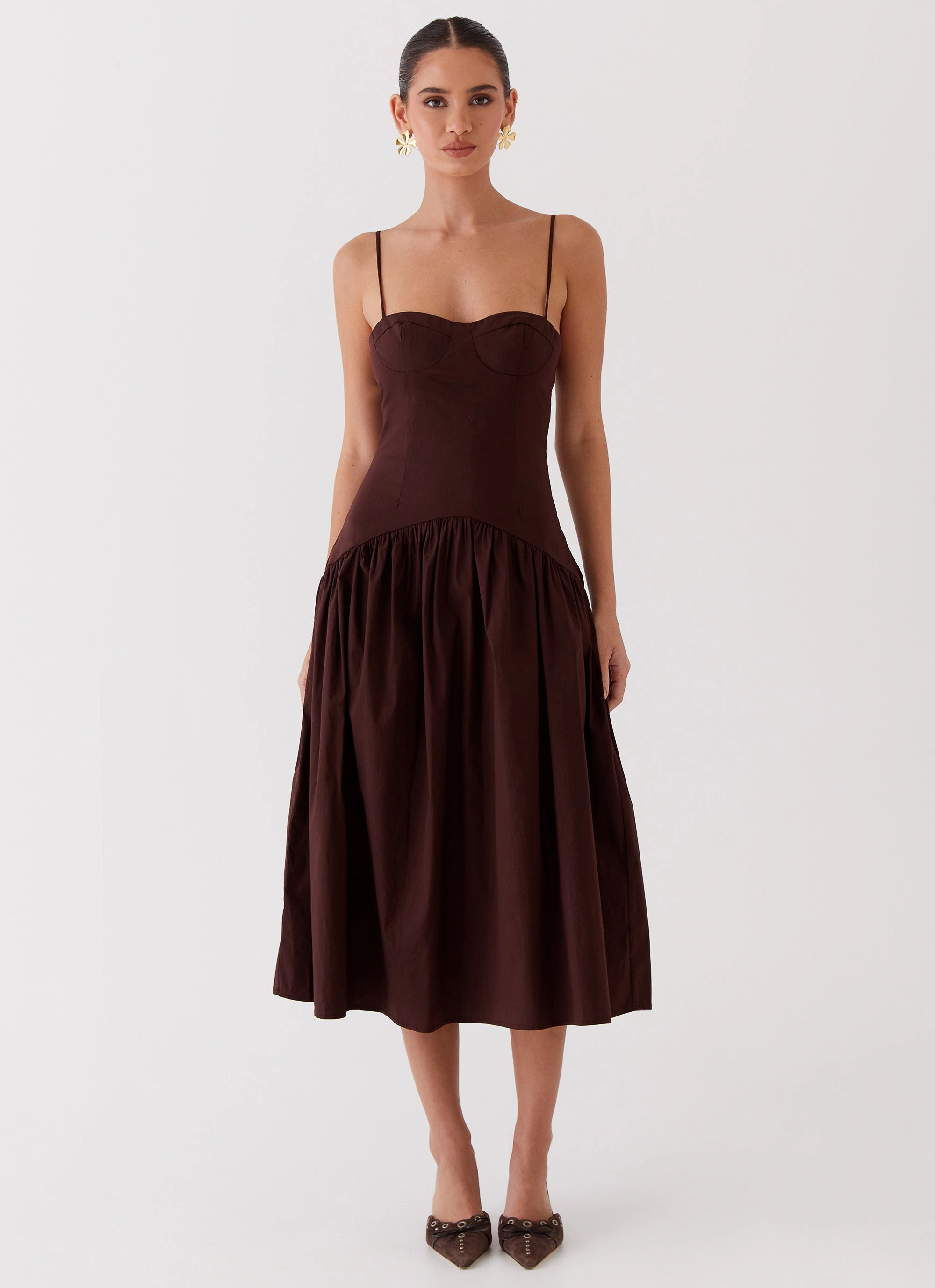 Contemporary Wear Sharp Fit Yvette Corset Midi Dress - Chocolate