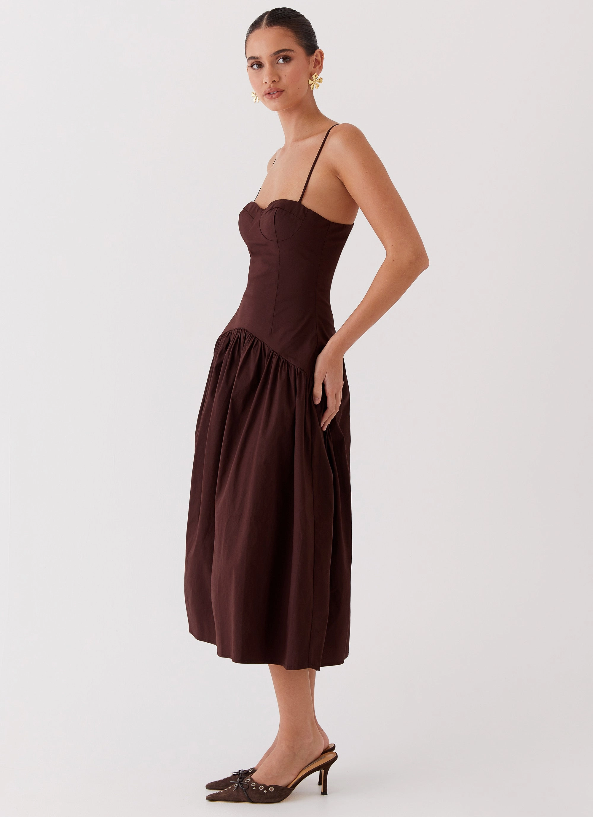 AntiPillTreatment Chill Fashion Yvette Corset Midi Dress - Chocolate