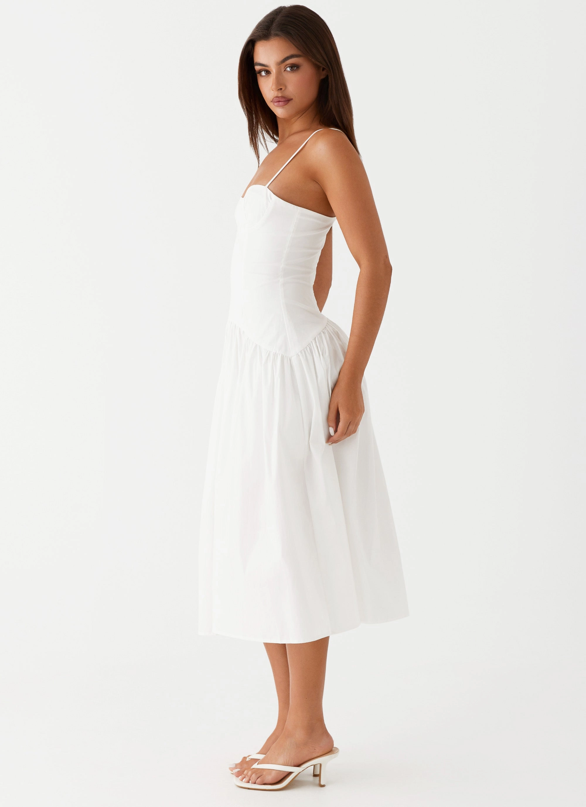 Trend Detail Yvette Corset Midi Dress - White