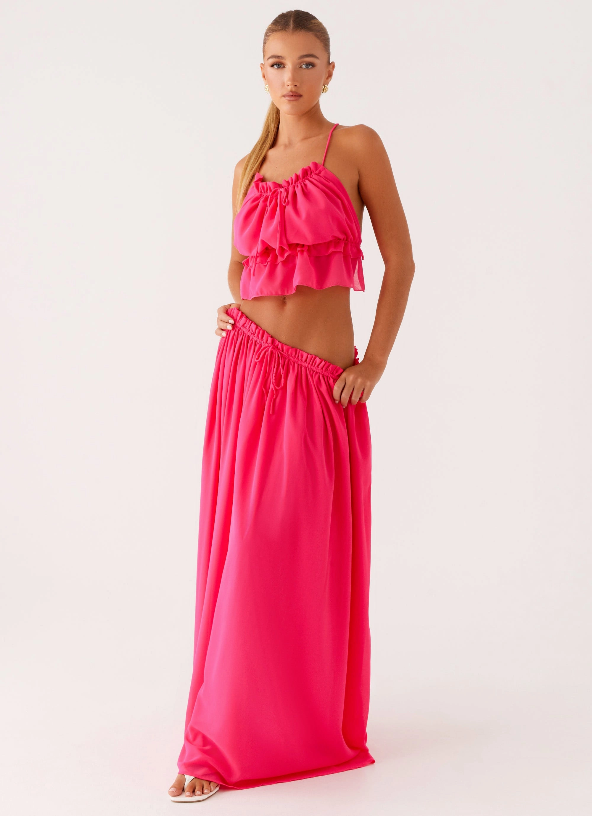 Minimalist Trim Zaya Maxi Skirt - Fuchsia