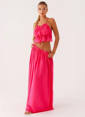 Minimalist Trim Zaya Maxi Skirt - Fuchsia