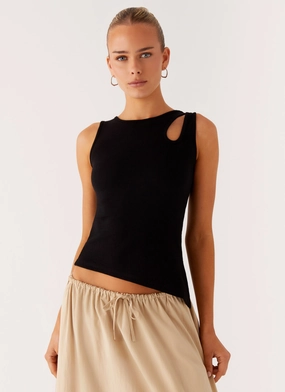 Zayne Tank Top - Black Hybrid Fabric Blend UltraFineMesh