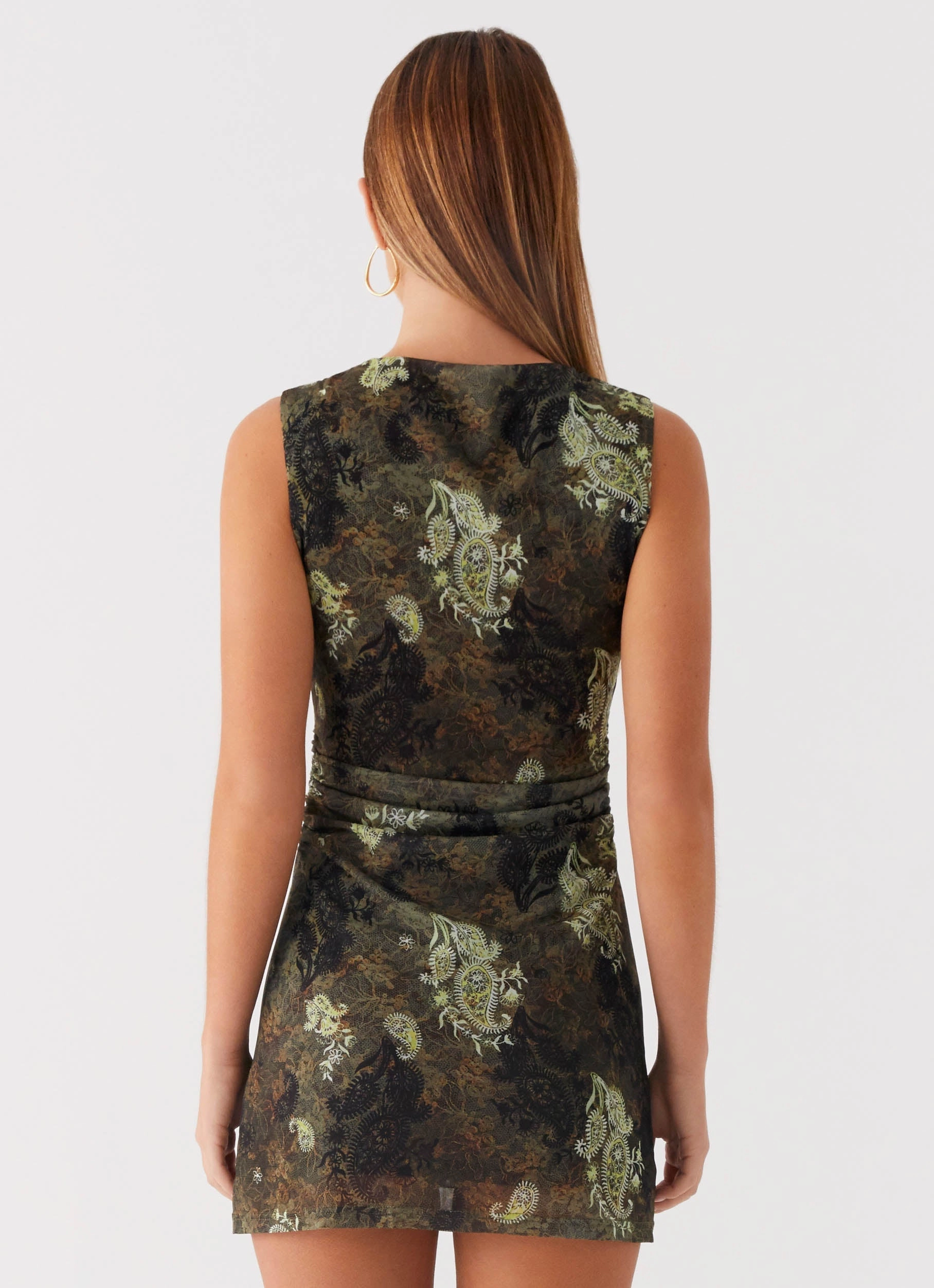 Zella Mini Dress - Cyber Floral Practical work-to-play piece Ruched-Detail