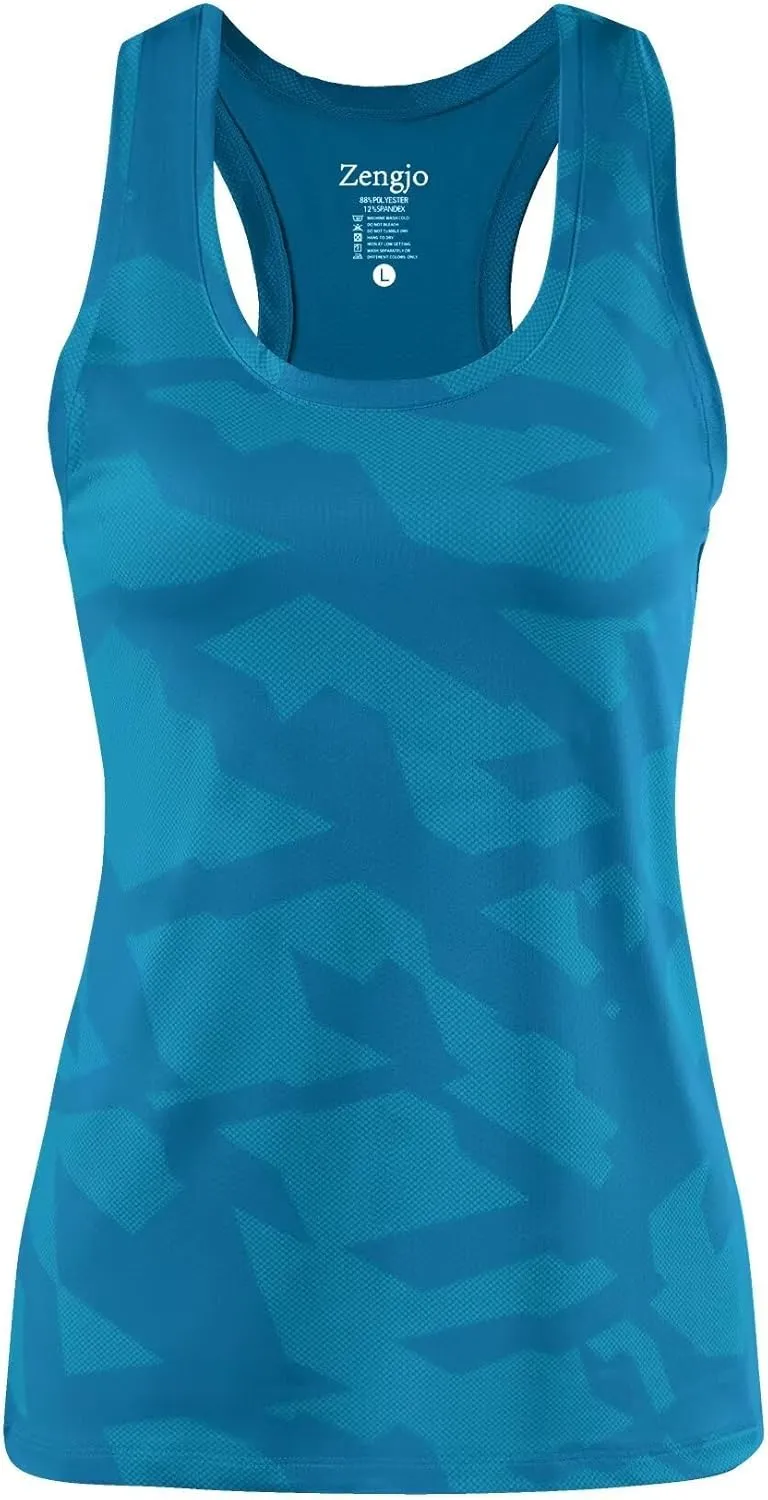 Zengjo Sleeveless Athletic Tops for Women Moisture Wicking Running Workout Tanks