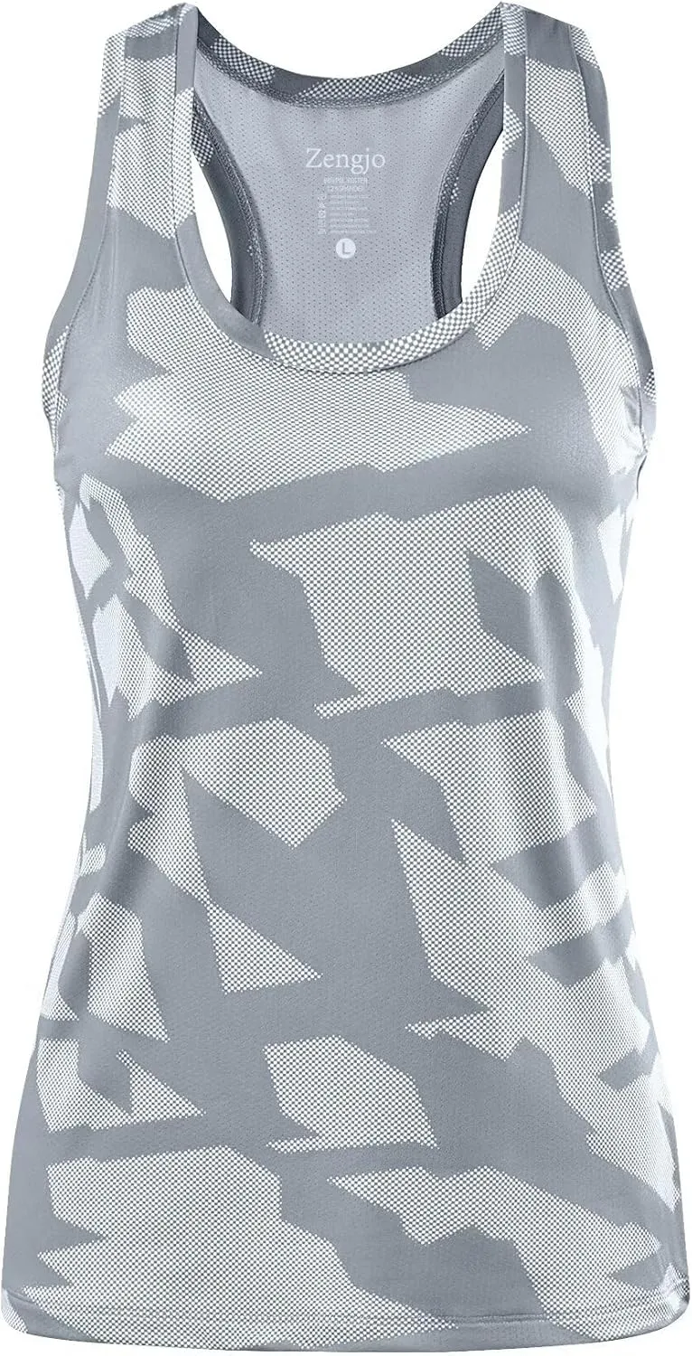 Zengjo Sleeveless Athletic Tops for Women Moisture Wicking Running Workout Tanks
