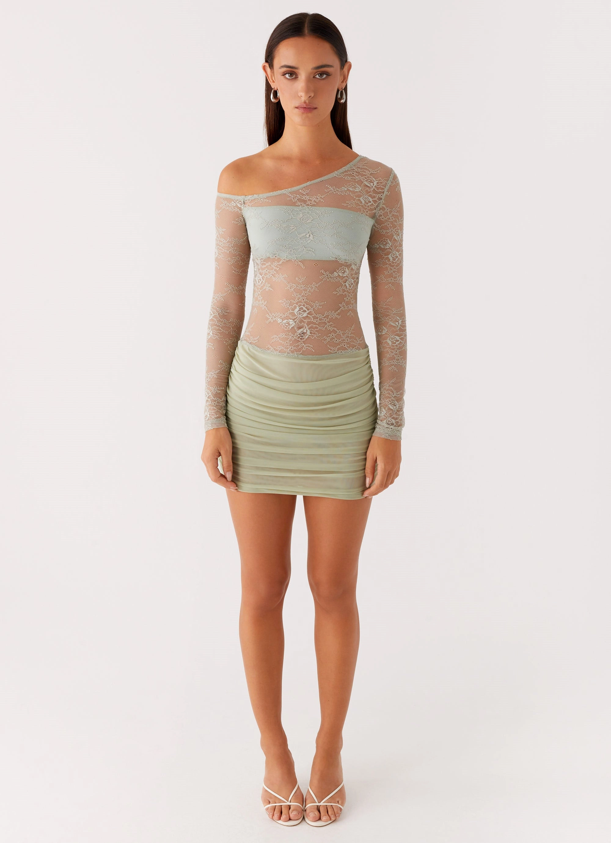 Lightwear Look Aesthetic Look Zenni Mini Dress - Sage