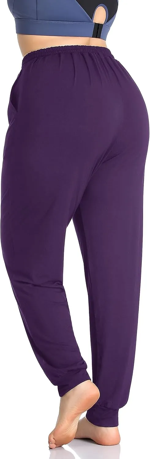 ZERDOCEAN Women's Plus Size Casual Lounge Yoga Pants Comfy Relaxed Joggers Pants Drawstring with Pockets