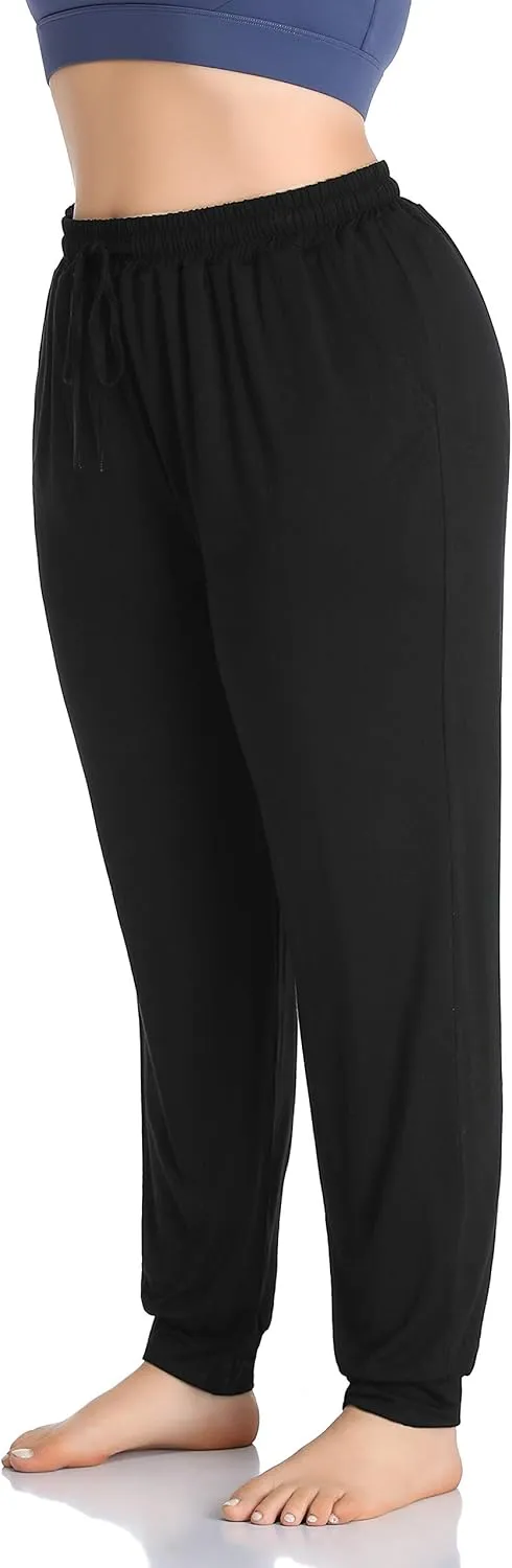 ZERDOCEAN Women's Plus Size Casual Lounge Yoga Pants Comfy Relaxed Joggers Pants Drawstring with Pockets
