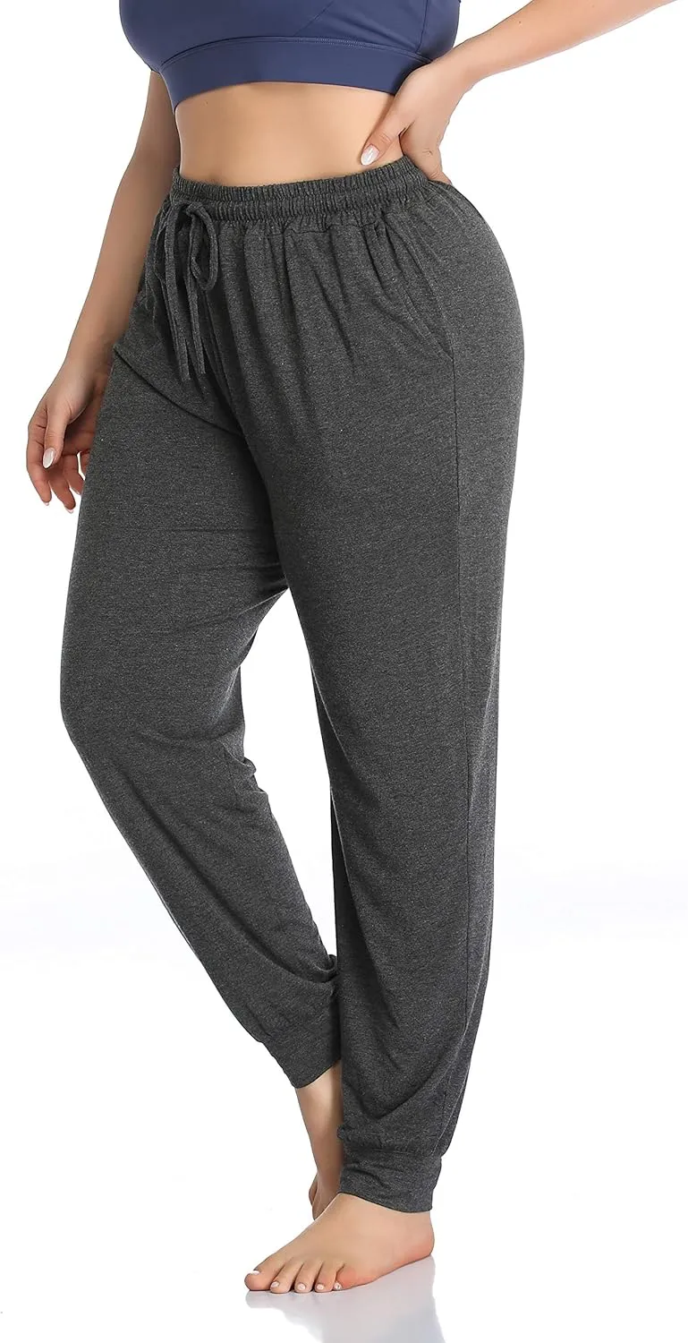 ZERDOCEAN Women's Plus Size Casual Lounge Yoga Pants Comfy Relaxed Joggers Pants Drawstring with Pockets