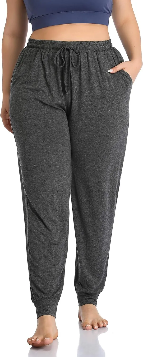 ZERDOCEAN Women's Plus Size Casual Lounge Yoga Pants Comfy Relaxed Joggers Pants Drawstring with Pockets