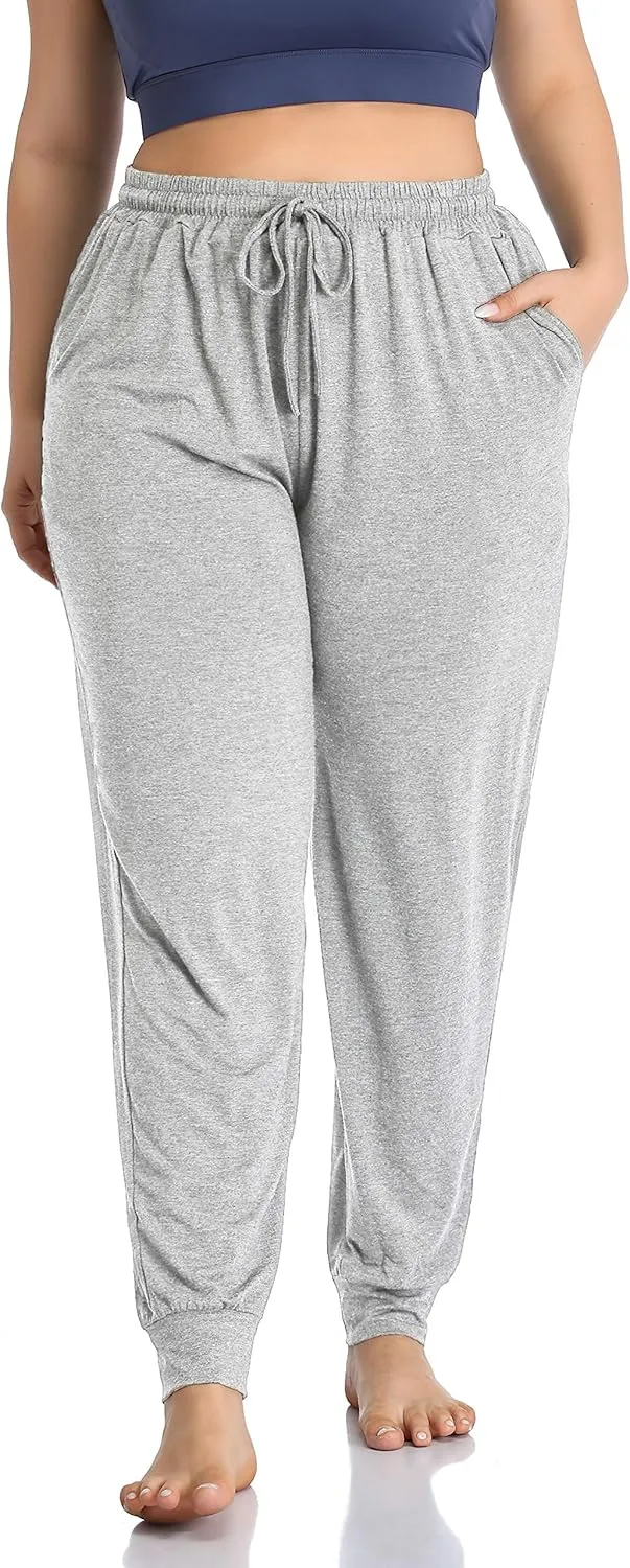 ZERDOCEAN Women's Plus Size Casual Lounge Yoga Pants Comfy Relaxed Joggers Pants Drawstring with Pockets