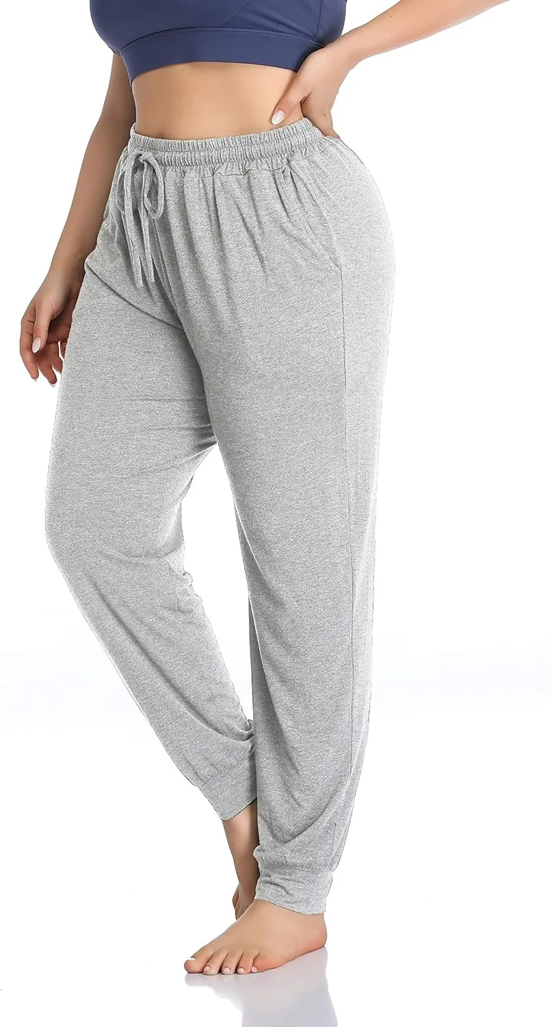 ZERDOCEAN Women's Plus Size Casual Lounge Yoga Pants Comfy Relaxed Joggers Pants Drawstring with Pockets