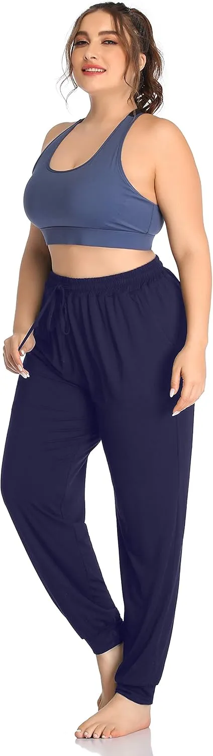 ZERDOCEAN Women's Plus Size Casual Lounge Yoga Pants Comfy Relaxed Joggers Pants Drawstring with Pockets