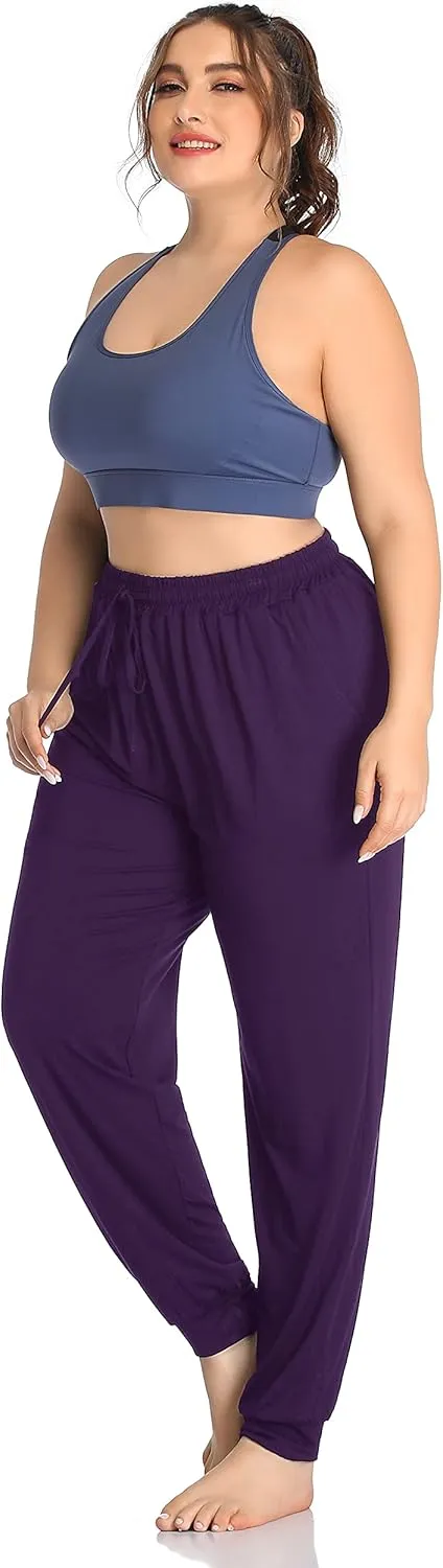 ZERDOCEAN Women's Plus Size Casual Lounge Yoga Pants Comfy Relaxed Joggers Pants Drawstring with Pockets