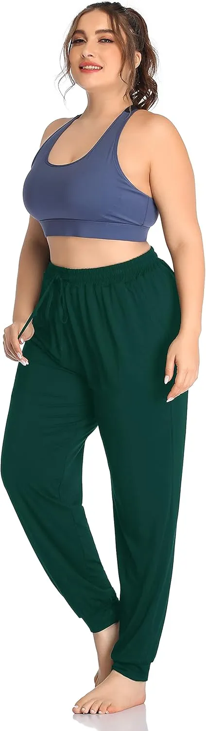 ZERDOCEAN Women's Plus Size Casual Lounge Yoga Pants Comfy Relaxed Joggers Pants Drawstring with Pockets