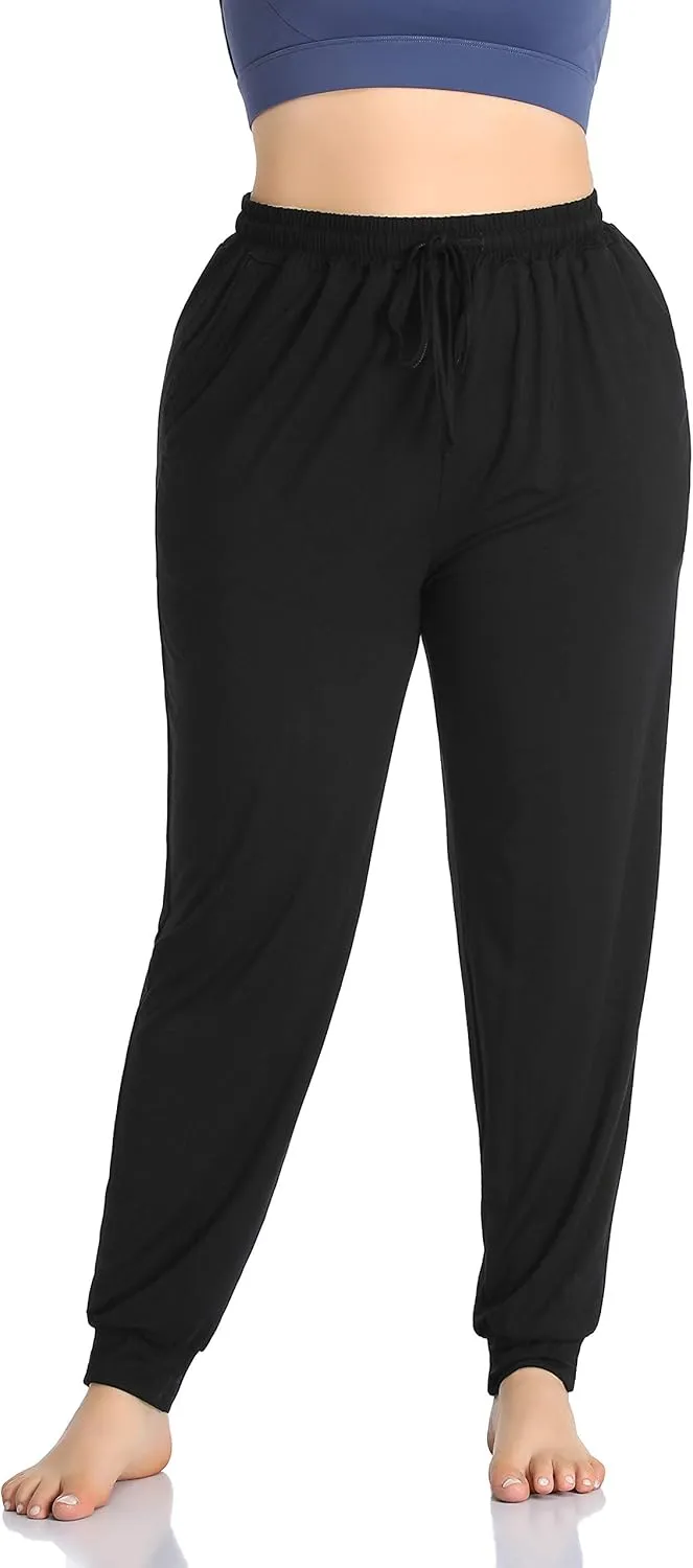 ZERDOCEAN Women's Plus Size Casual Lounge Yoga Pants Comfy Relaxed Joggers Pants Drawstring with Pockets