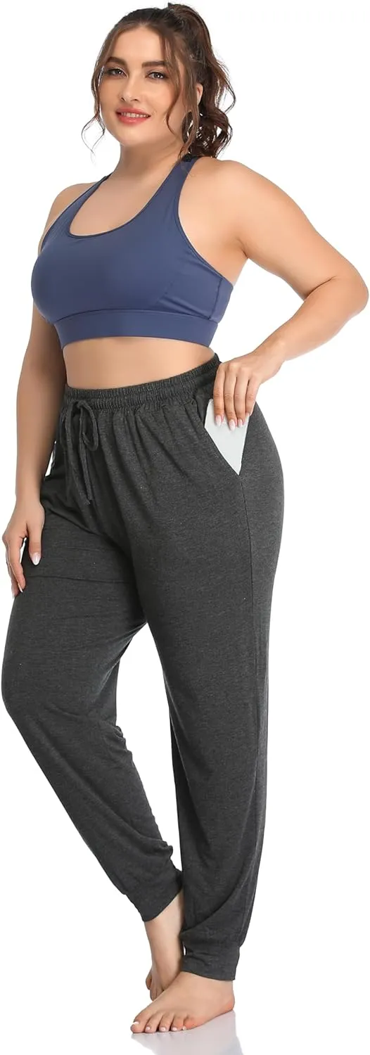 ZERDOCEAN Women's Plus Size Casual Lounge Yoga Pants Comfy Relaxed Joggers Pants Drawstring with Pockets