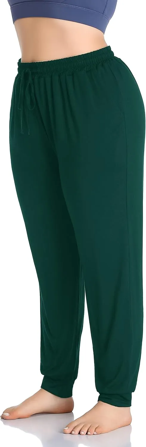 ZERDOCEAN Women's Plus Size Casual Lounge Yoga Pants Comfy Relaxed Joggers Pants Drawstring with Pockets