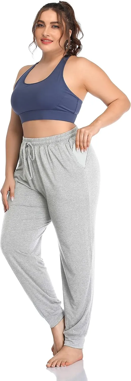 ZERDOCEAN Women's Plus Size Casual Lounge Yoga Pants Comfy Relaxed Joggers Pants Drawstring with Pockets