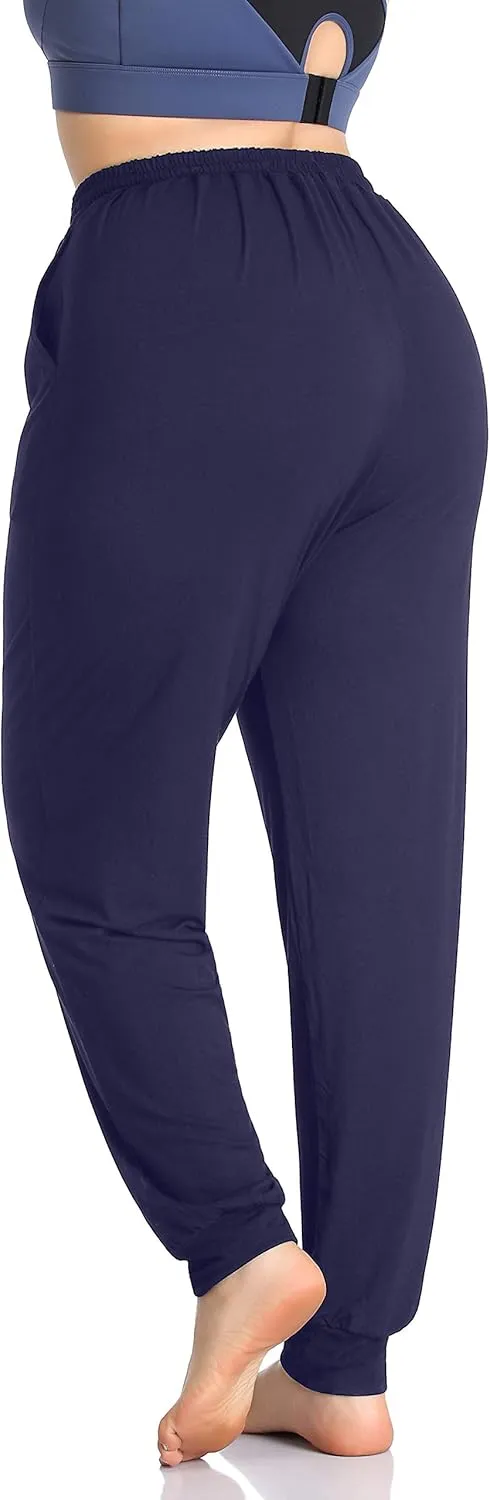 ZERDOCEAN Women's Plus Size Casual Lounge Yoga Pants Comfy Relaxed Joggers Pants Drawstring with Pockets