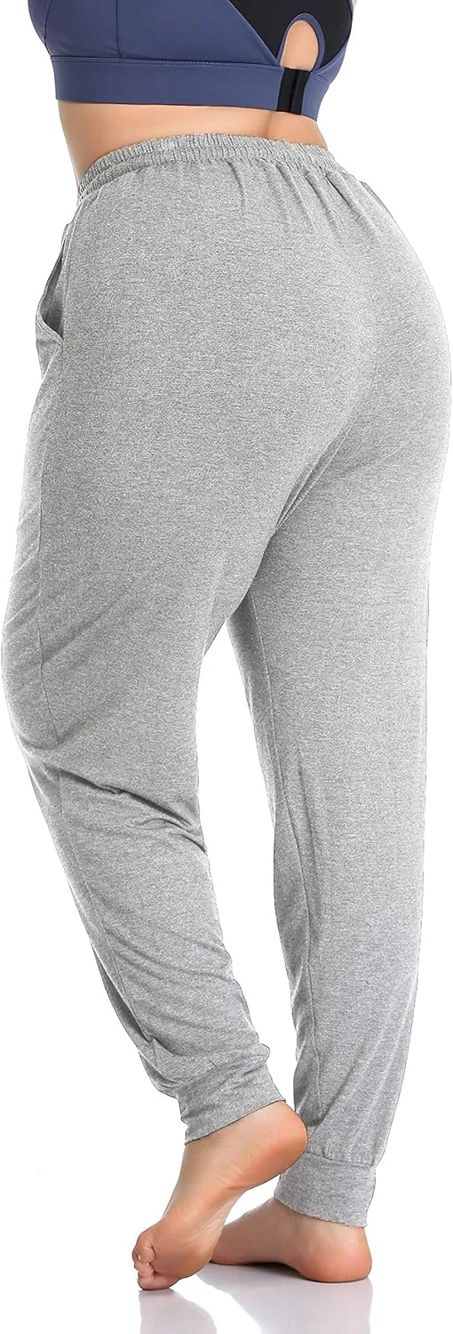 ZERDOCEAN Women's Plus Size Casual Lounge Yoga Pants Comfy Relaxed Joggers Pants Drawstring with Pockets