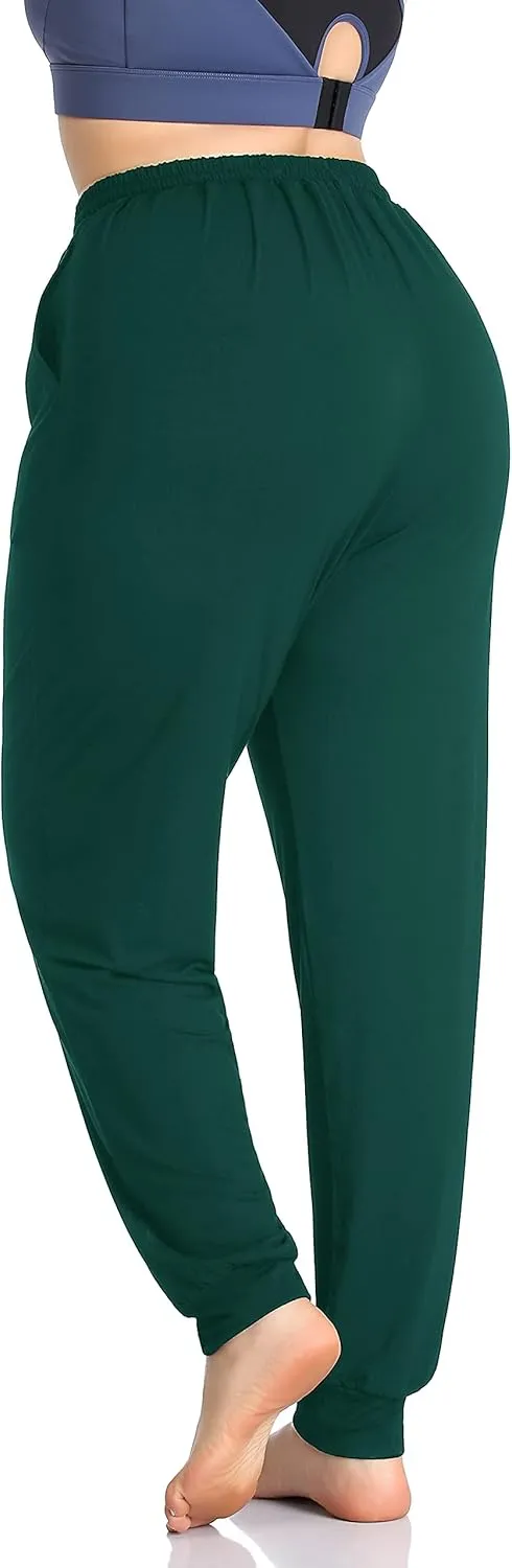 ZERDOCEAN Women's Plus Size Casual Lounge Yoga Pants Comfy Relaxed Joggers Pants Drawstring with Pockets