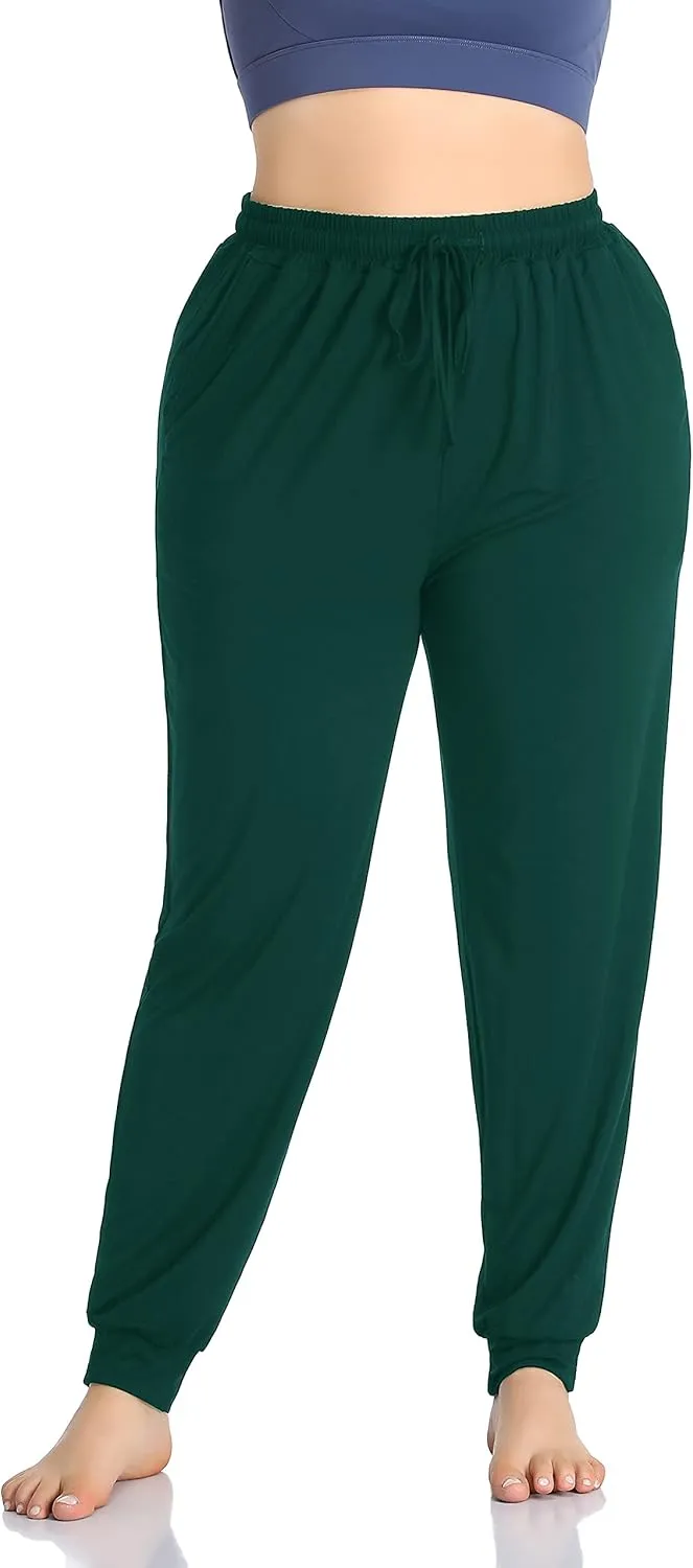 ZERDOCEAN Women's Plus Size Casual Lounge Yoga Pants Comfy Relaxed Joggers Pants Drawstring with Pockets