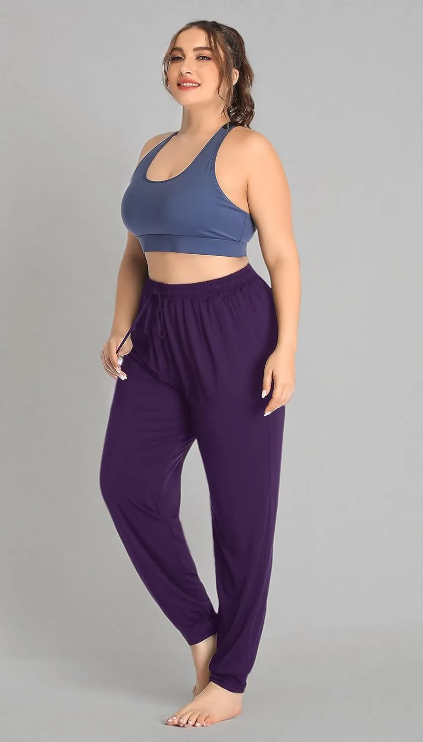 ZERDOCEAN Women's Plus Size Casual Lounge Yoga Pants Comfy Relaxed Joggers Pants Drawstring with Pockets