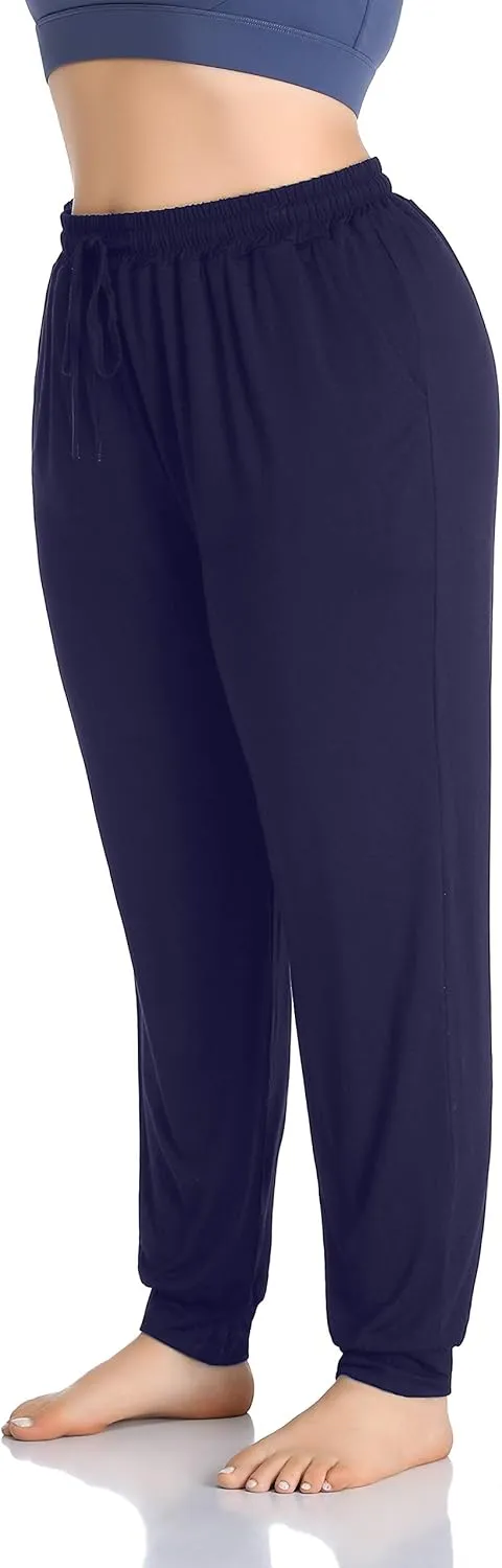 ZERDOCEAN Women's Plus Size Casual Lounge Yoga Pants Comfy Relaxed Joggers Pants Drawstring with Pockets
