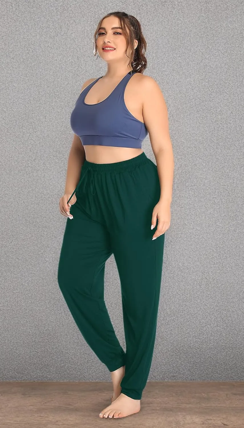 ZERDOCEAN Women's Plus Size Casual Lounge Yoga Pants Comfy Relaxed Joggers Pants Drawstring with Pockets