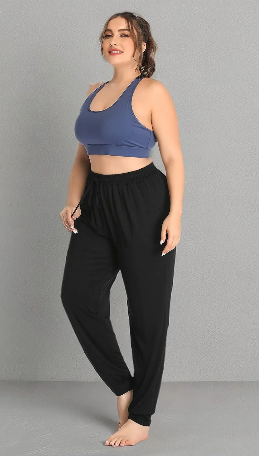 ZERDOCEAN Women's Plus Size Casual Lounge Yoga Pants Comfy Relaxed Joggers Pants Drawstring with Pockets