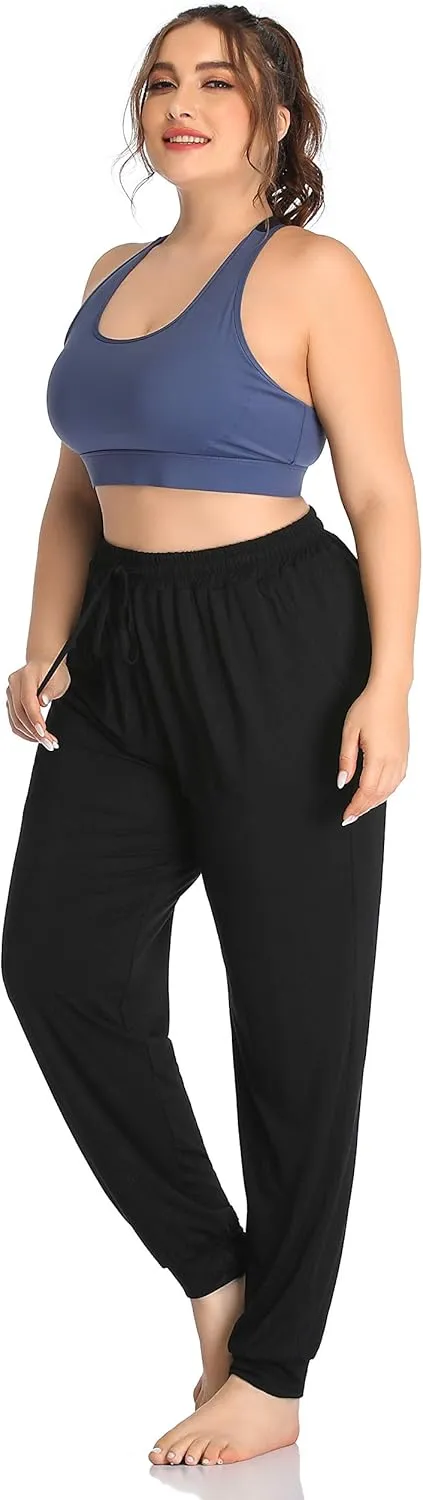 ZERDOCEAN Women's Plus Size Casual Lounge Yoga Pants Comfy Relaxed Joggers Pants Drawstring with Pockets