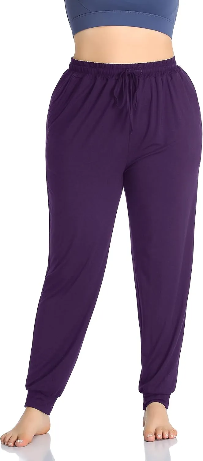ZERDOCEAN Women's Plus Size Casual Lounge Yoga Pants Comfy Relaxed Joggers Pants Drawstring with Pockets