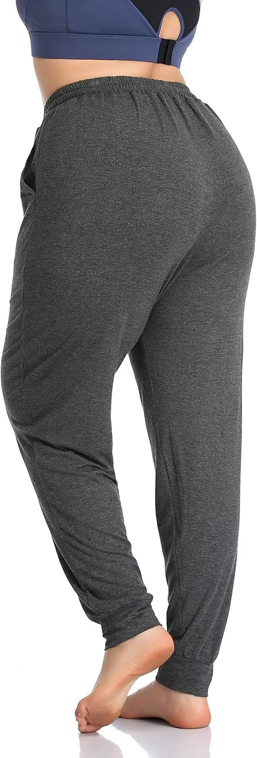 ZERDOCEAN Women's Plus Size Casual Lounge Yoga Pants Comfy Relaxed Joggers Pants Drawstring with Pockets